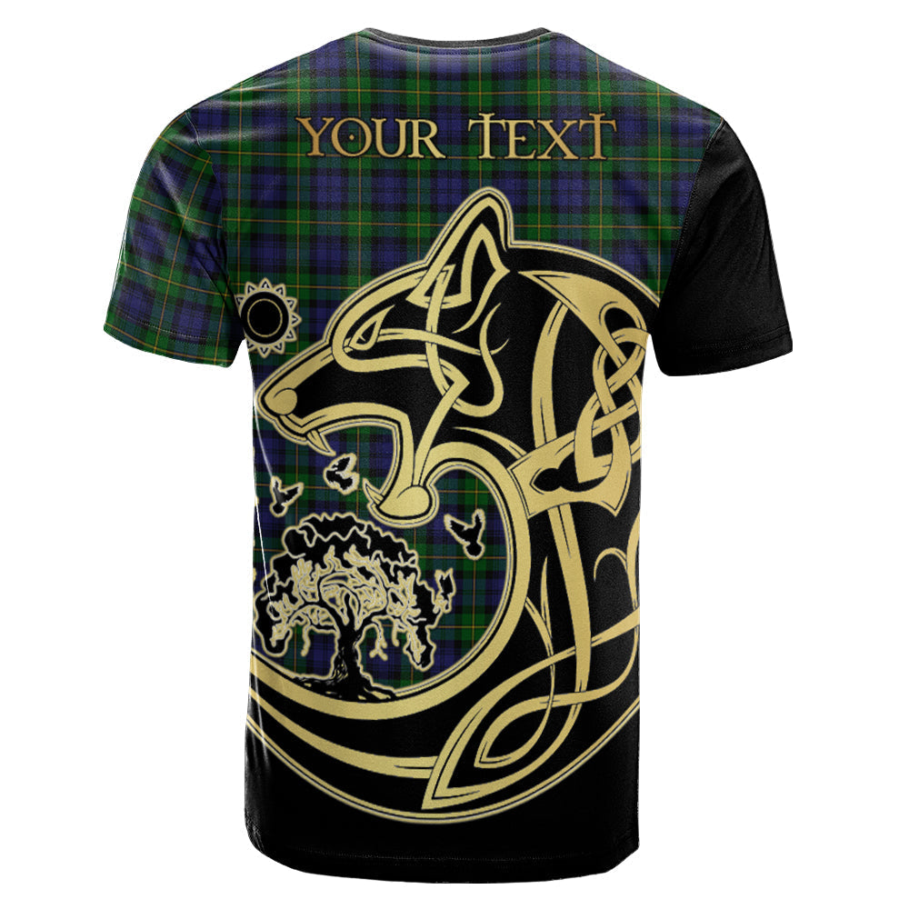 Printivon Gordon Crest Celtic Wolf Tartan T Shirt Custom Your Text