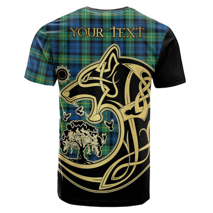 Printivon Gordon Ancient Crest Celtic Wolf Tartan T Shirt Custom Your Text