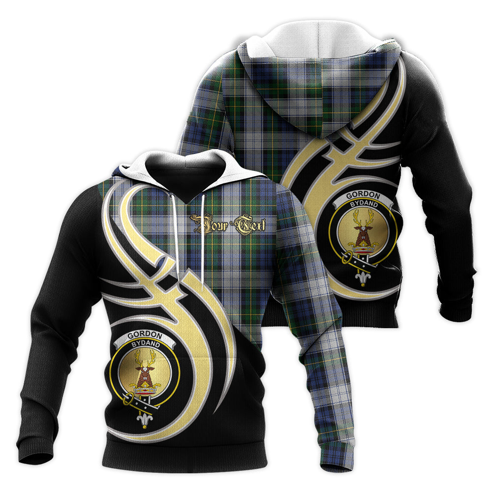Printivon Gordon Dress Clan Believe In Me Crest Tartan Knitted Hoodie Custom Your Text