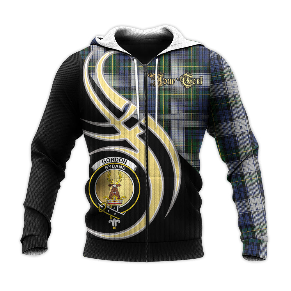 Printivon Gordon Dress Clan Believe In Me Crest Tartan Knitted Hoodie Custom Your Text