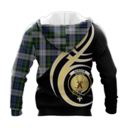 Printivon Gordon Dress Clan Believe In Me Crest Tartan Knitted Hoodie Custom Your Text