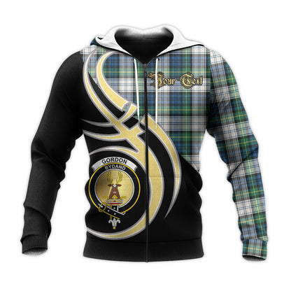 Printivon Gordon Dress Ancient Clan Believe In Me Crest Tartan Knitted Hoodie Custom Your Text