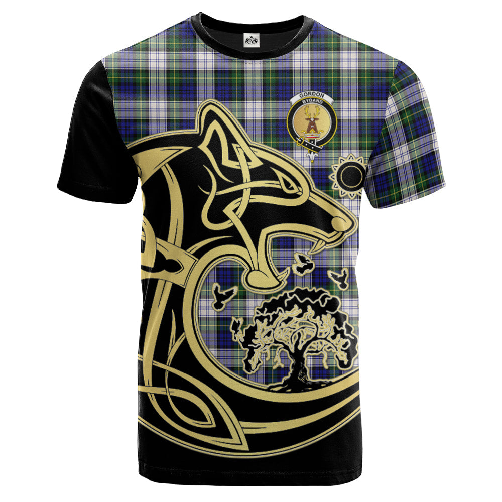 Printivon Gordon Dress Modern Crest Celtic Wolf Tartan T Shirt Custom Your Text