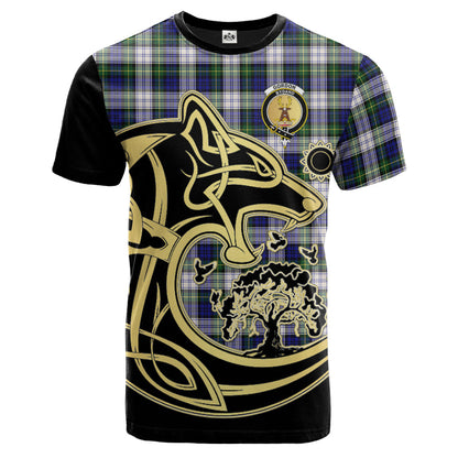 Printivon Gordon Dress Modern Crest Celtic Wolf Tartan T Shirt Custom Your Text
