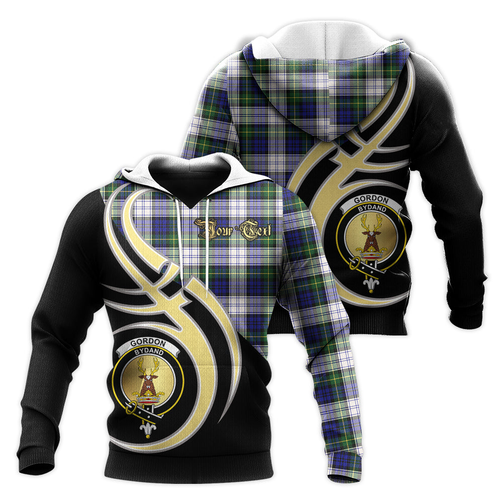 Printivon Gordon Dress Modern Clan Believe In Me Crest Tartan Knitted Hoodie Custom Your Text