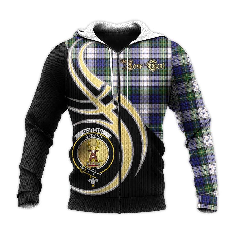 Printivon Gordon Dress Modern Clan Believe In Me Crest Tartan Knitted Hoodie Custom Your Text