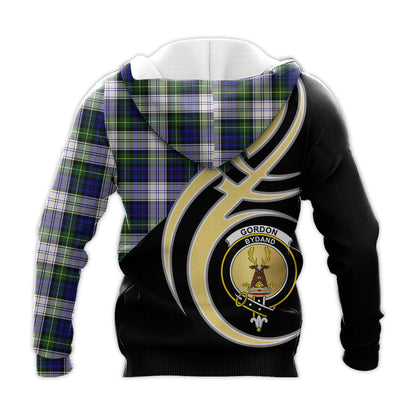 Printivon Gordon Dress Modern Clan Believe In Me Crest Tartan Knitted Hoodie Custom Your Text