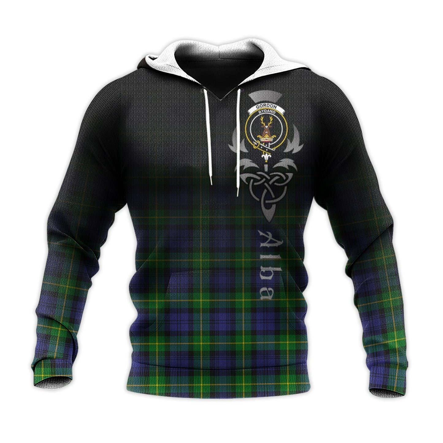 Printivon Gordon Modern Tartan Crest Alba Celtic Hoodie