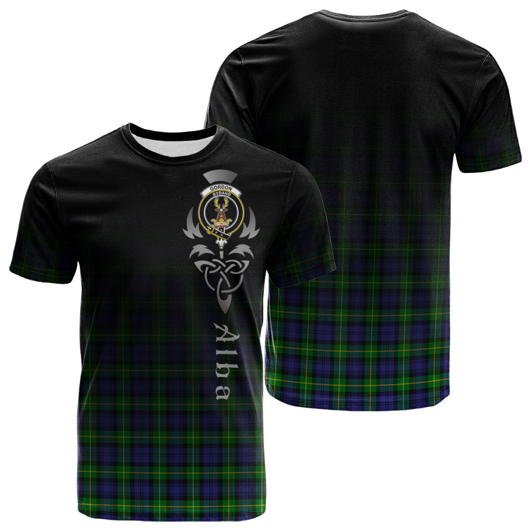Printivon Gordon Modern Tartan Crest Alba Celtic T Shirt