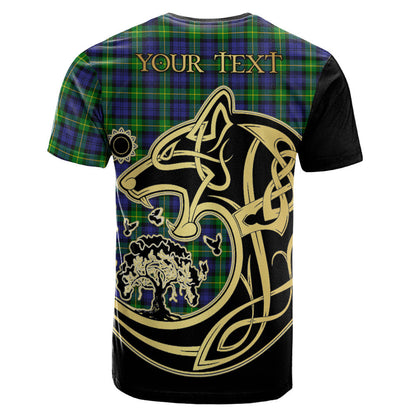 Printivon Gordon Modern Crest Celtic Wolf Tartan T Shirt Custom Your Text