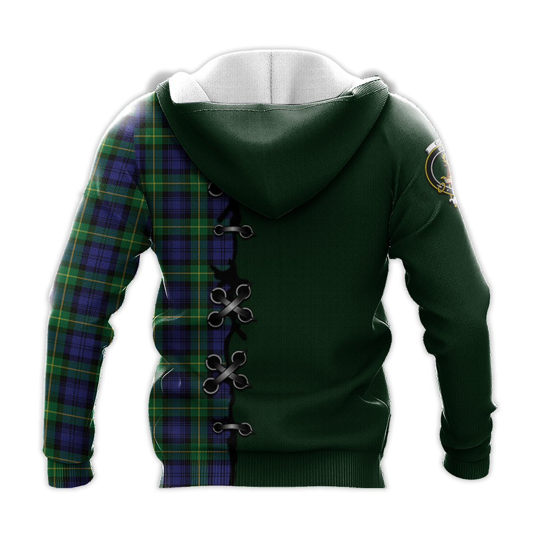 Printivon Gordon Modern Tartan Hoodie Lion Rampant And Celtic Thistle Style