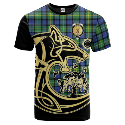 Printivon Gordon Old Ancient Crest Celtic Wolf Tartan T Shirt Custom Your Text