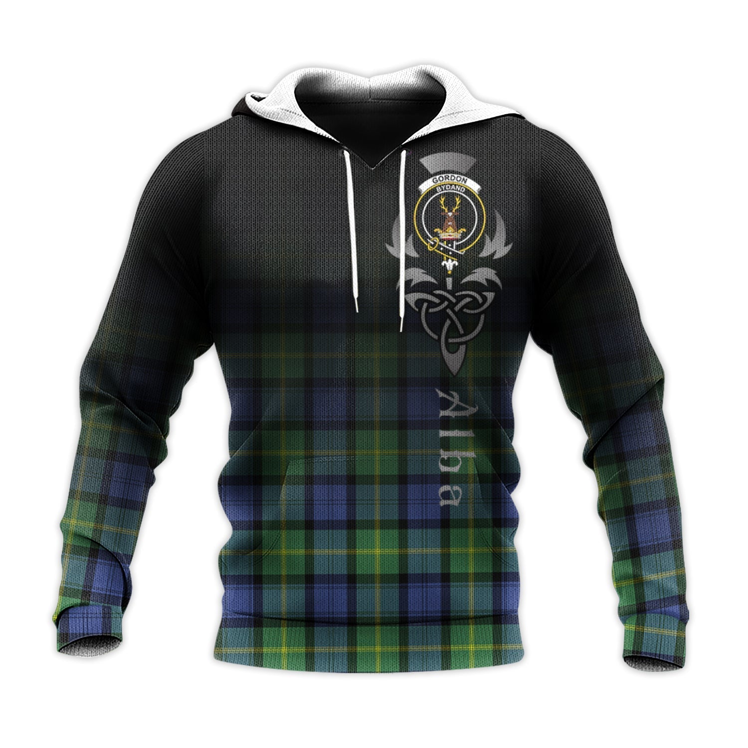 Printivon Gordon Old Ancient Tartan Crest Alba Celtic Hoodie