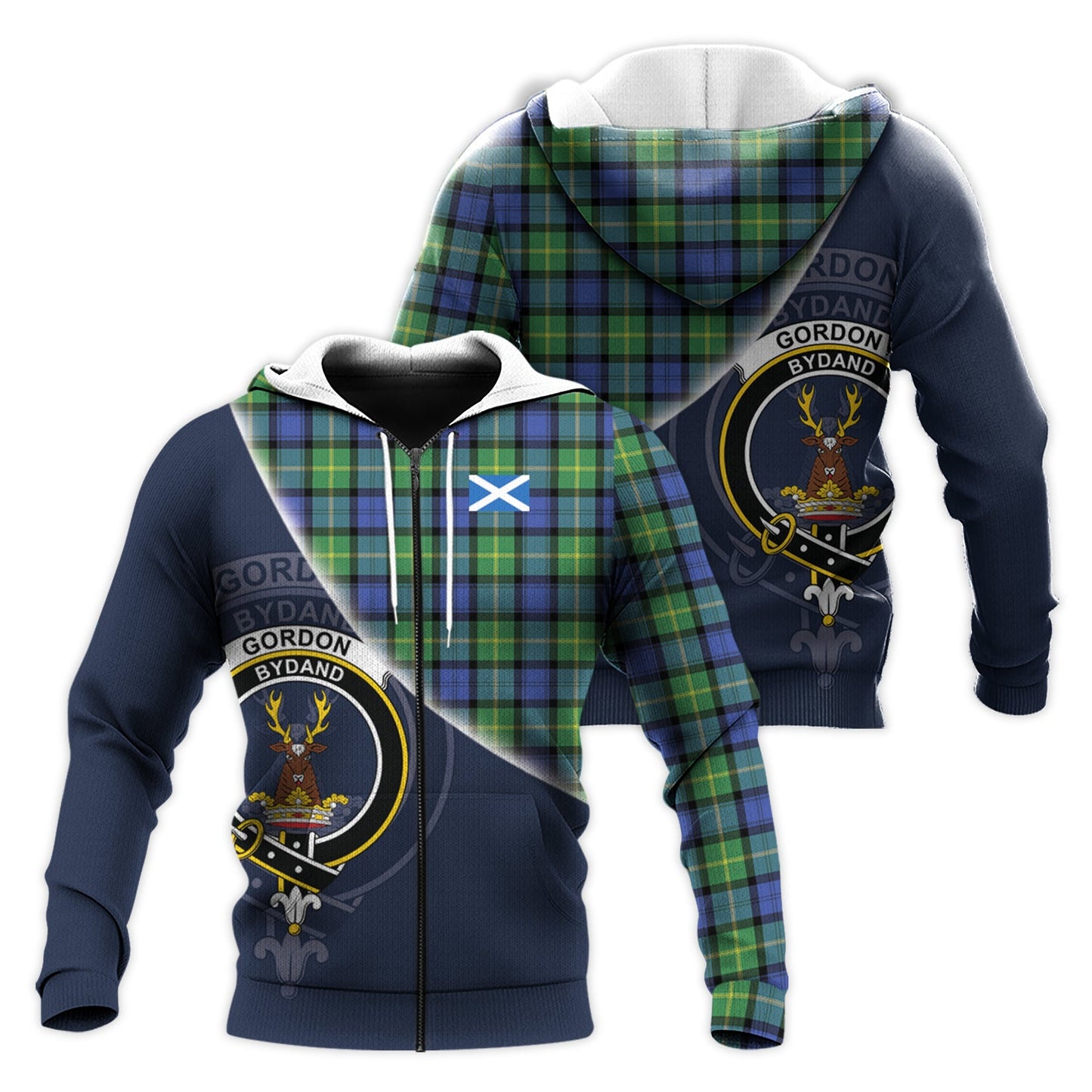 Printivon Gordon Old Ancient Tartan Scottish Crest Hoodie