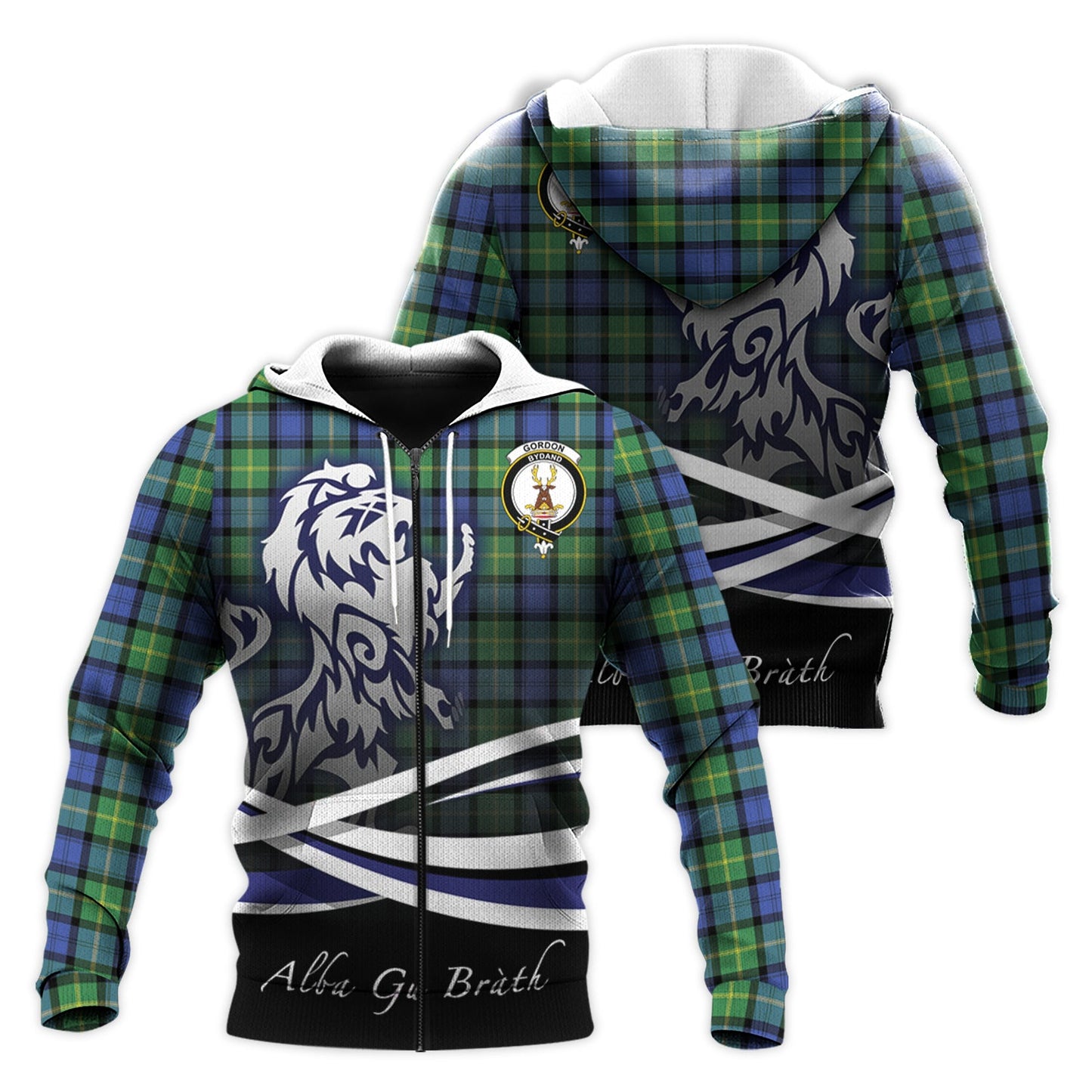 Printivon Gordon Old Ancient Tartan Scottish Lion Hoodie