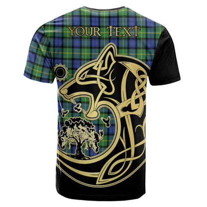 Printivon Gordon Old Ancient Crest Celtic Wolf Tartan T Shirt Custom Your Text