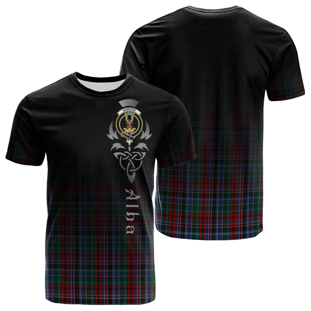 Printivon Gordon Red Tartan Crest Alba Celtic T Shirt