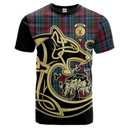 Printivon Gordon Red Crest Celtic Wolf Tartan T Shirt Custom Your Text