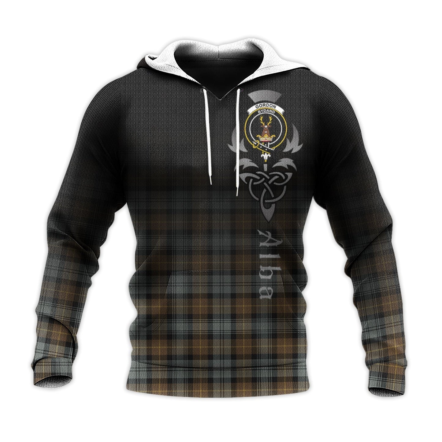 Printivon Gordon Weathered Tartan Crest Alba Celtic Hoodie