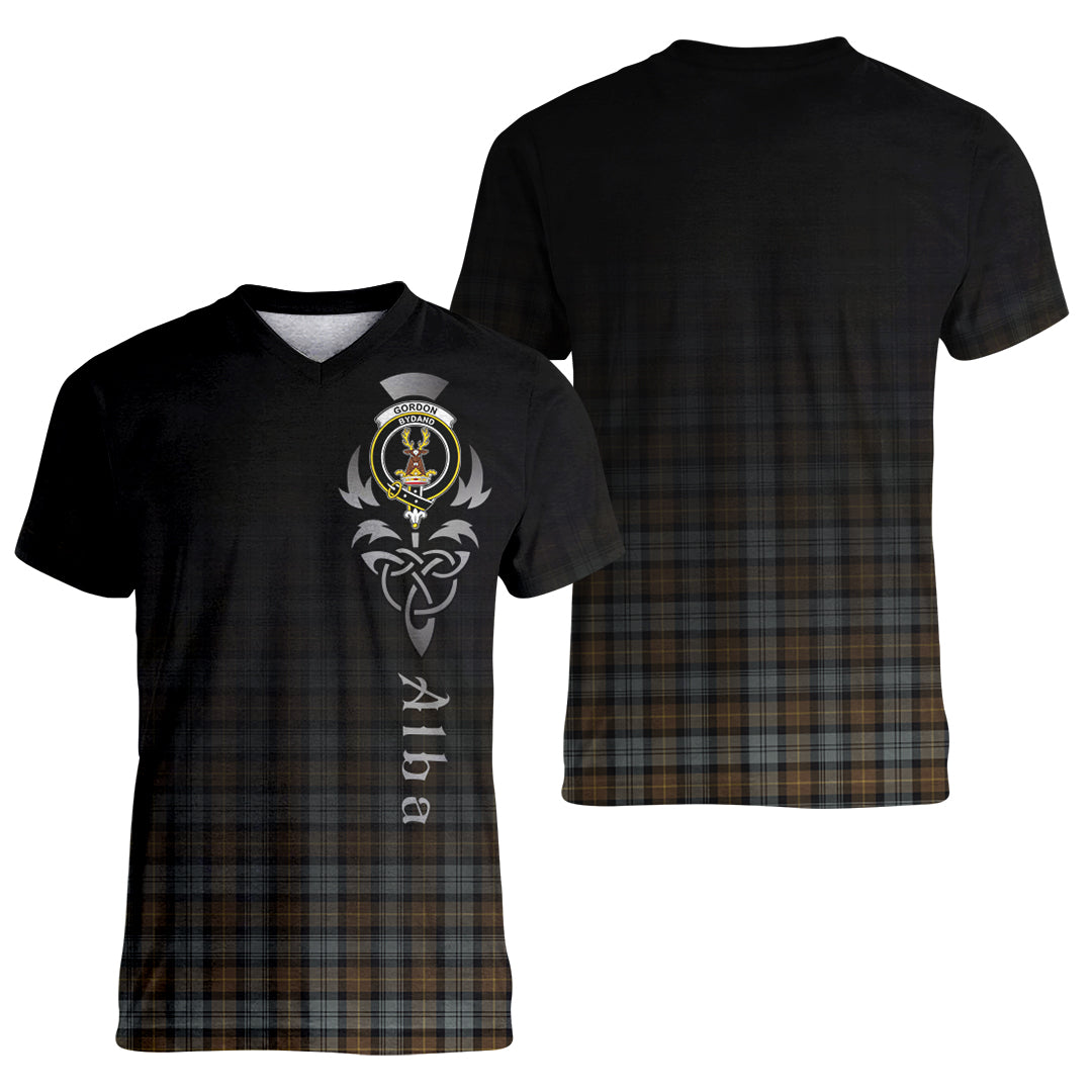 Printivon Gordon Weathered Tartan Crest Alba Celtic T Shirt