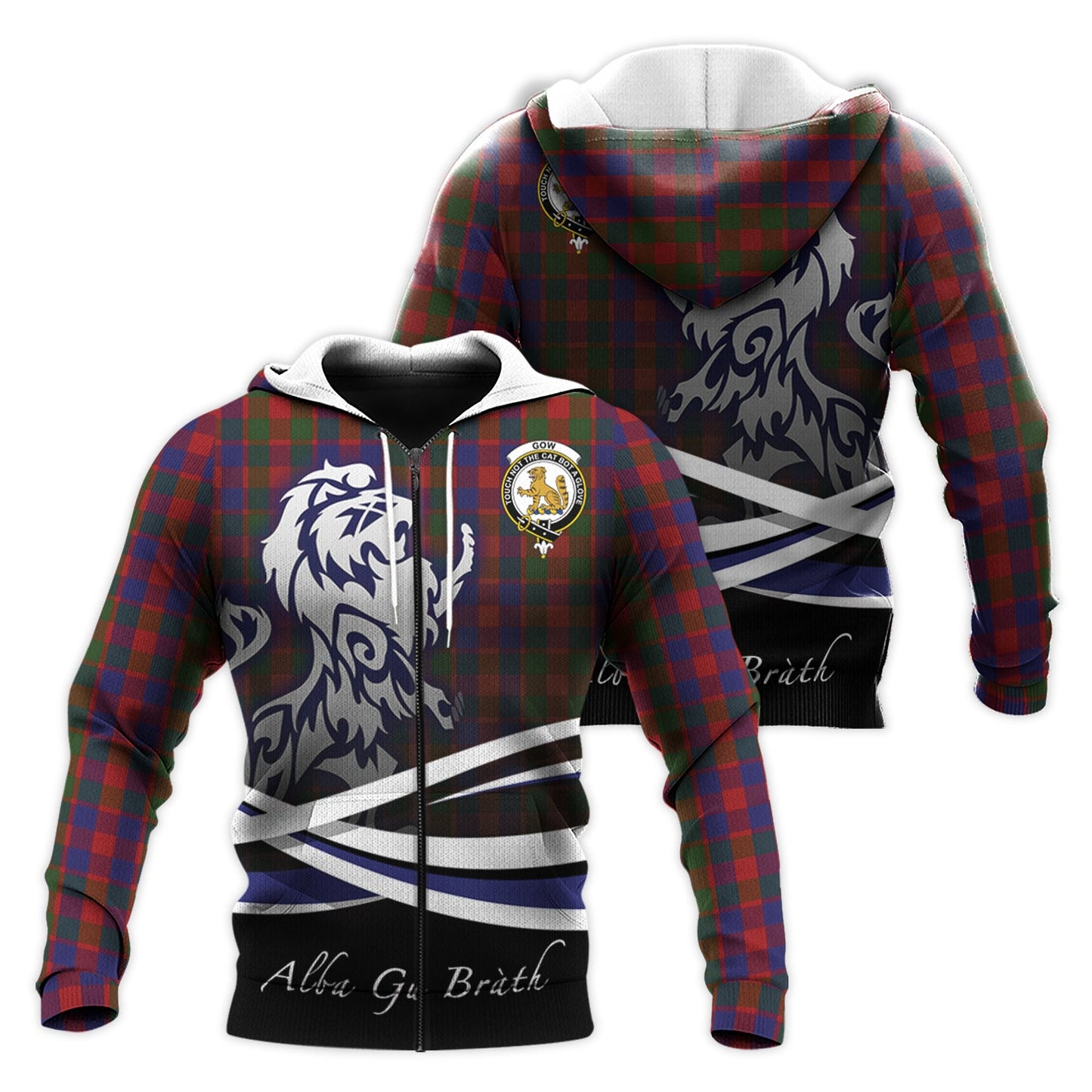 Printivon Gow Tartan Scottish Lion Hoodie