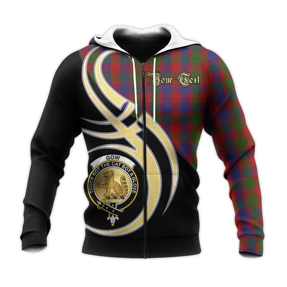 Printivon Gow Clan Believe In Me Crest Tartan Knitted Hoodie Custom Your Text