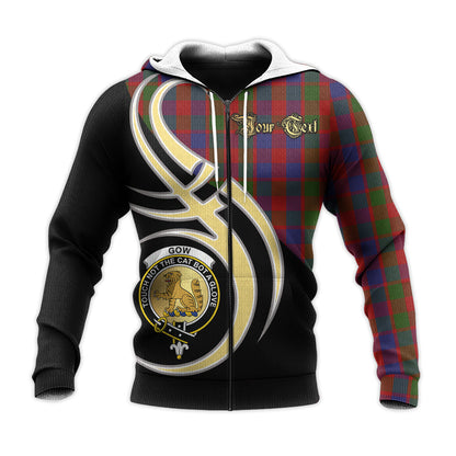 Printivon Gow Clan Believe In Me Crest Tartan Knitted Hoodie Custom Your Text