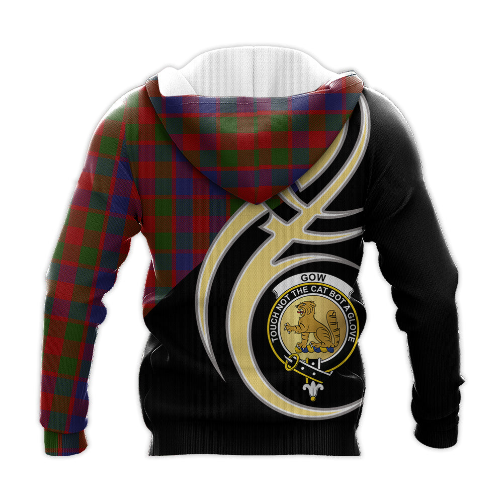 Printivon Gow Clan Believe In Me Crest Tartan Knitted Hoodie Custom Your Text