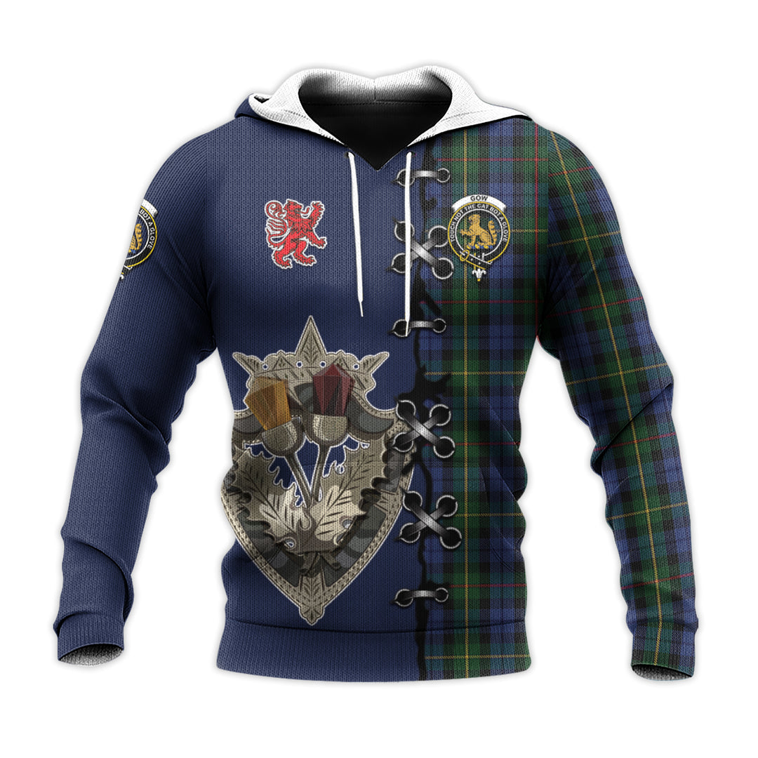 Printivon Gow Hunting Tartan Hoodie Lion Rampant And Celtic Thistle Style