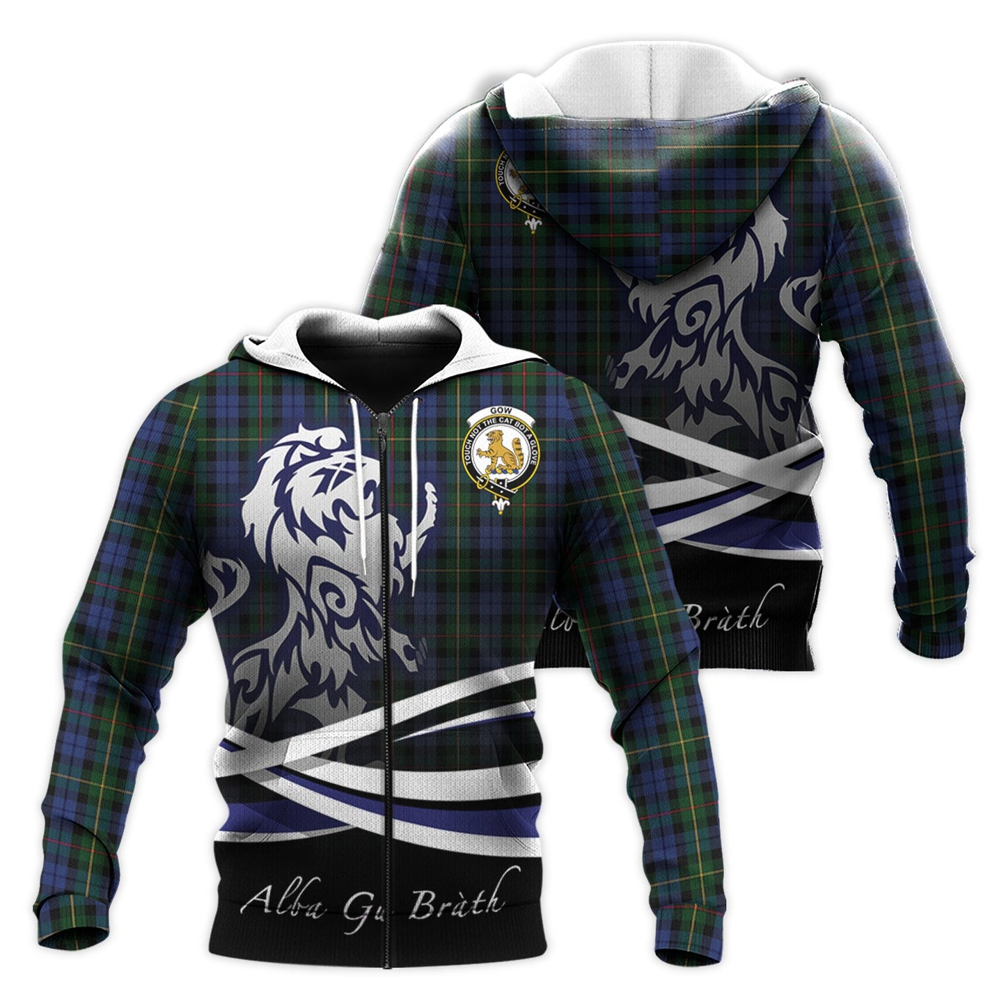 Printivon Gow Hunting Tartan Scottish Lion Hoodie