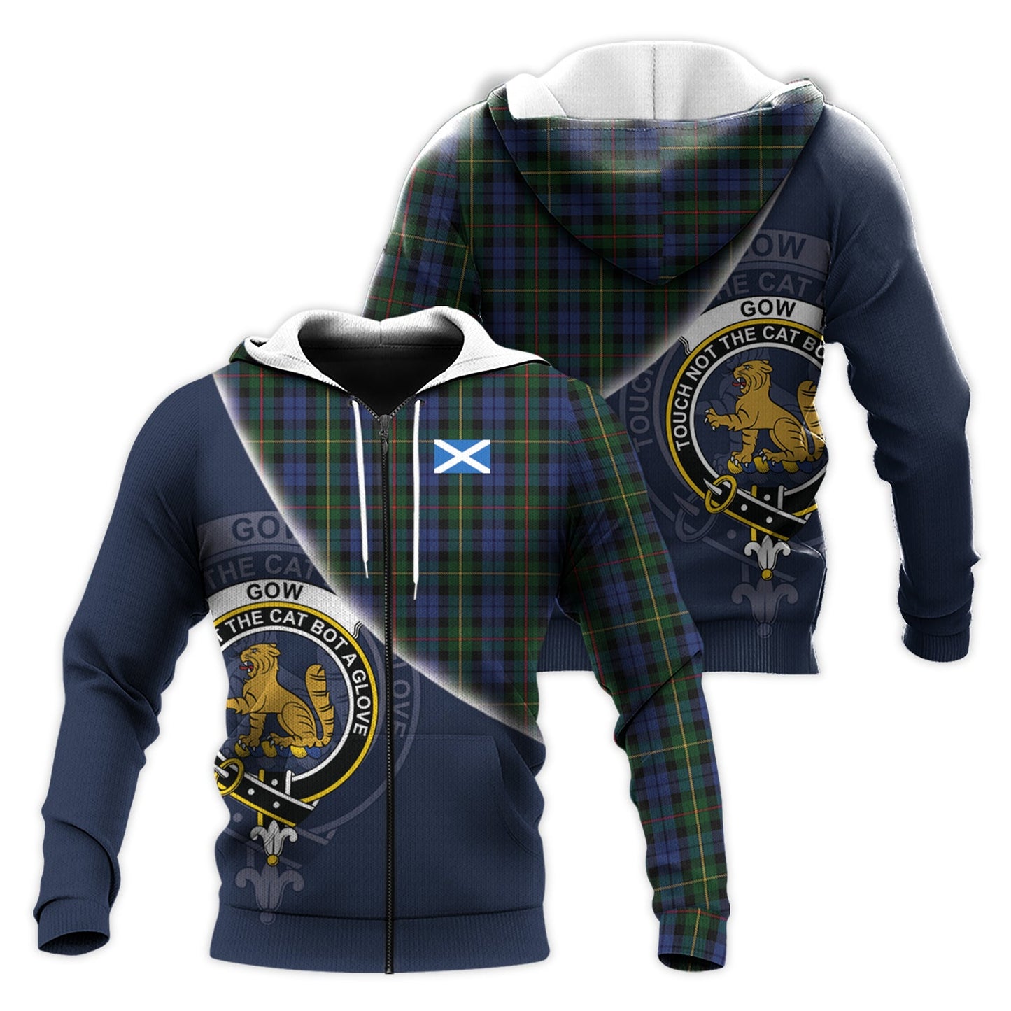 Printivon Gow Hunting Tartan Scottish Crest Hoodie