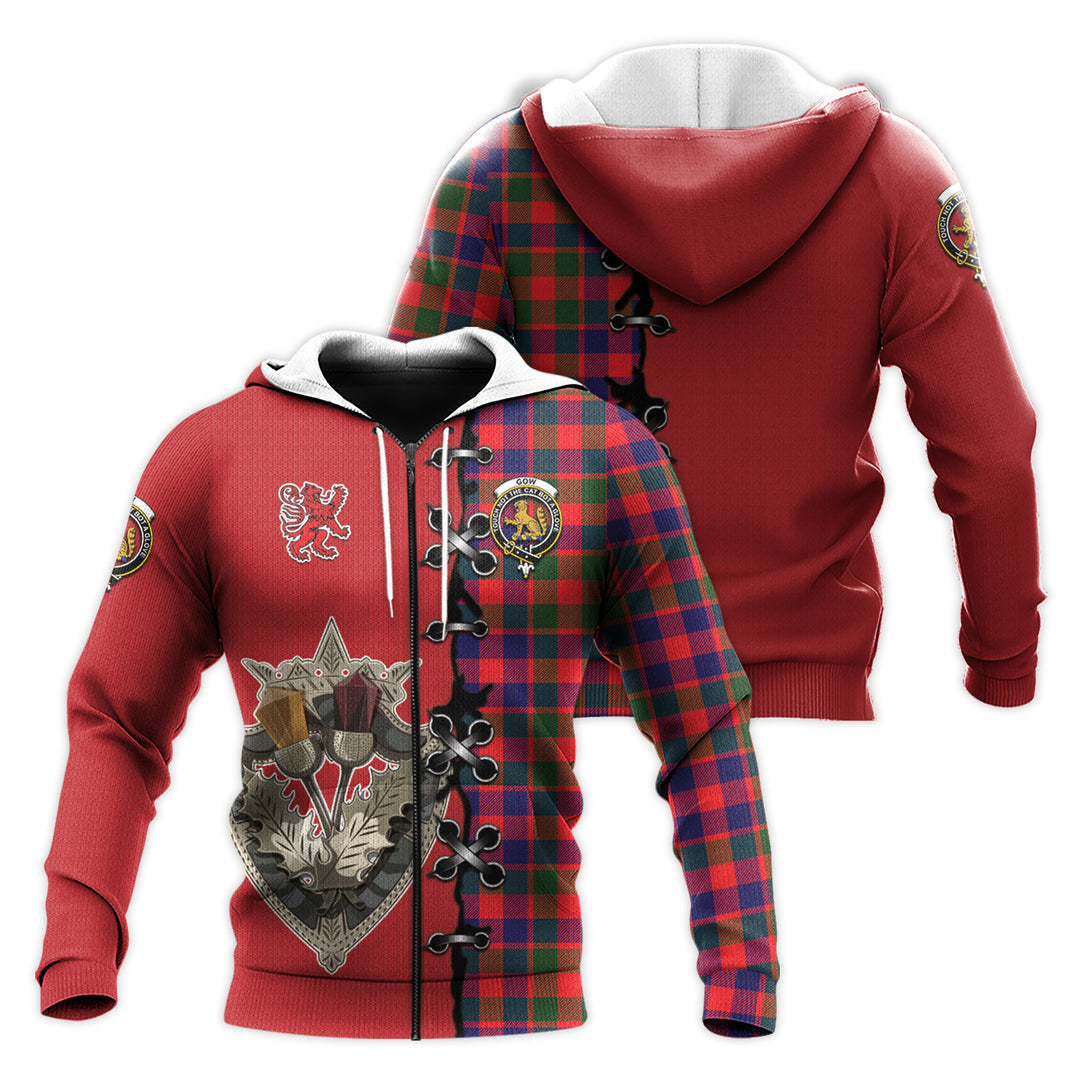 Printivon Gow Modern Tartan Hoodie Lion Rampant And Celtic Thistle Style