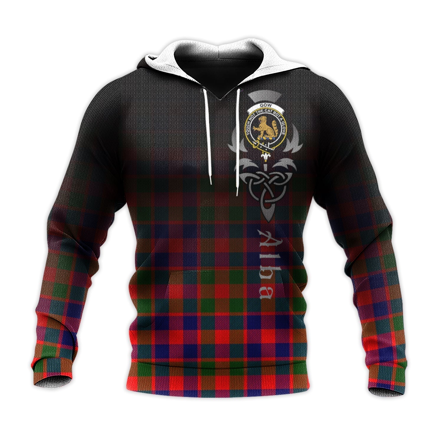 Printivon Gow Modern Tartan Crest Alba Celtic Hoodie