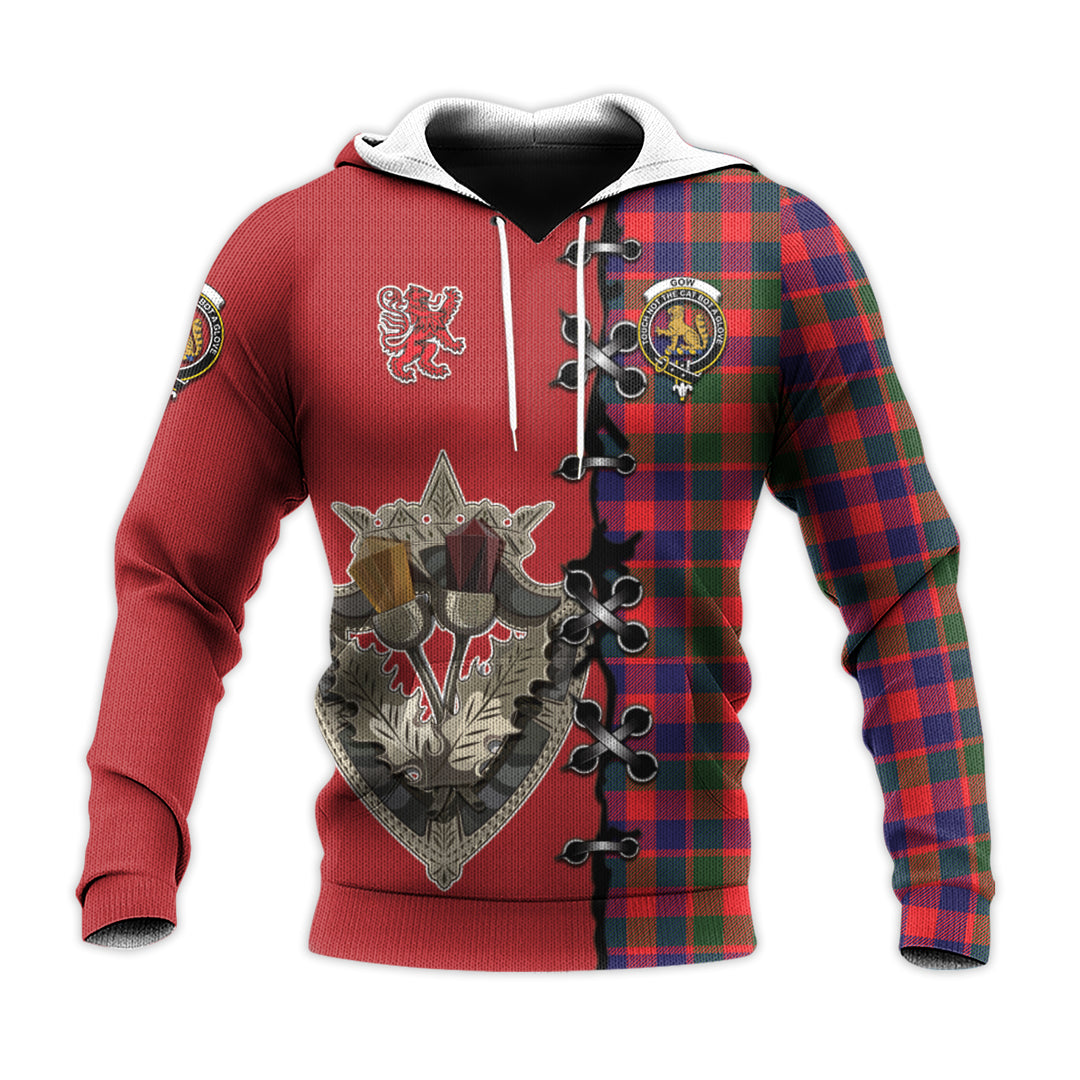 Printivon Gow Modern Tartan Hoodie Lion Rampant And Celtic Thistle Style