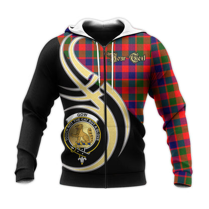 Printivon Gow Modern Clan Believe In Me Crest Tartan Knitted Hoodie Custom Your Text