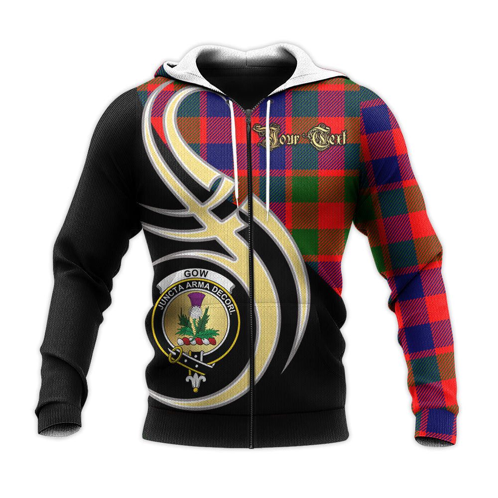 Printivon Gow Of Skeoch Clan Believe In Me Crest Tartan Knitted Hoodie Custom Your Text