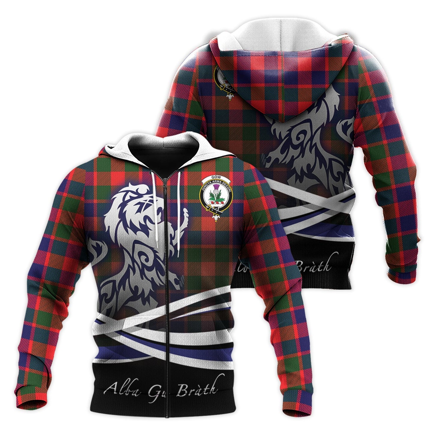 Printivon Gow Of Skeoch Tartan Scottish Lion Hoodie