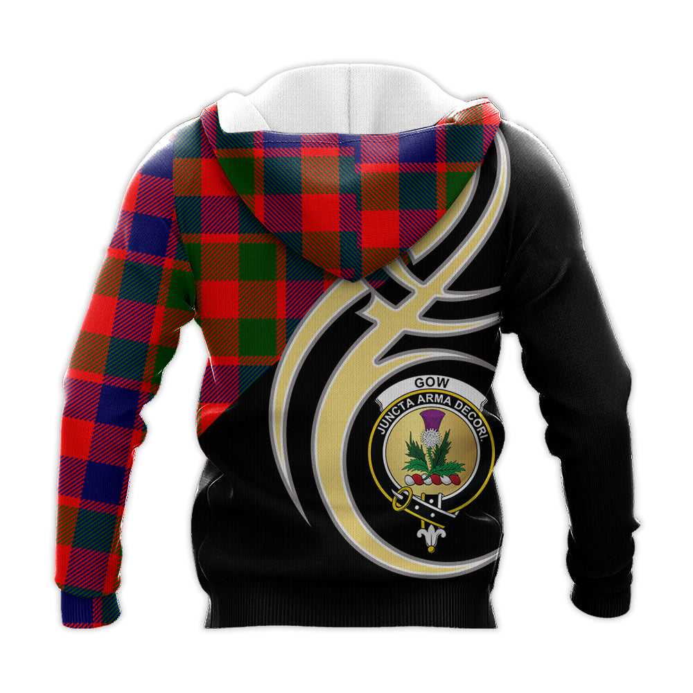 Printivon Gow Of Skeoch Clan Believe In Me Crest Tartan Knitted Hoodie Custom Your Text