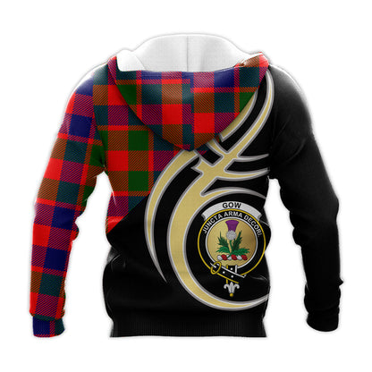 Printivon Gow Of Skeoch Clan Believe In Me Crest Tartan Knitted Hoodie Custom Your Text