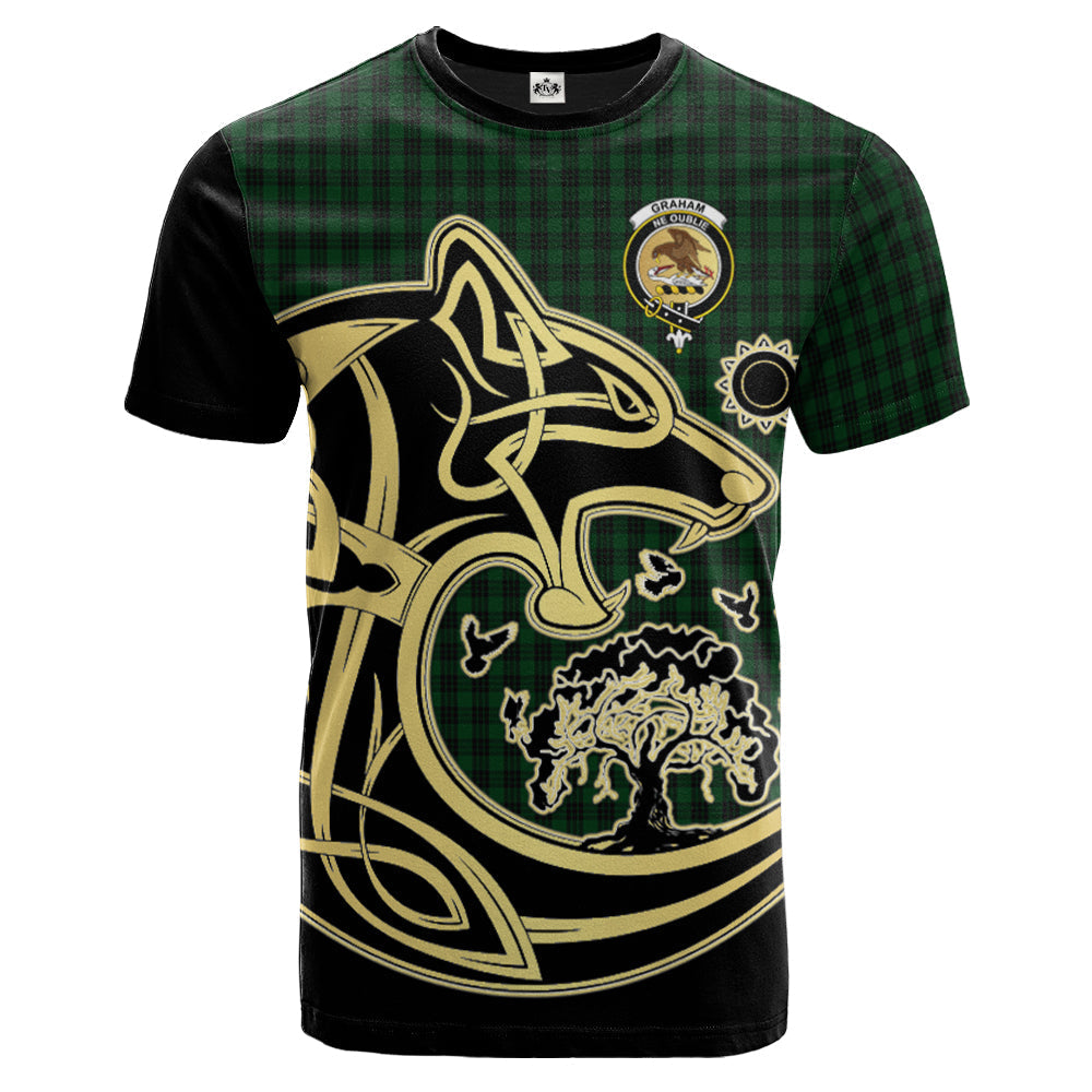 Printivon Graham Crest Celtic Wolf Tartan T Shirt Custom Your Text