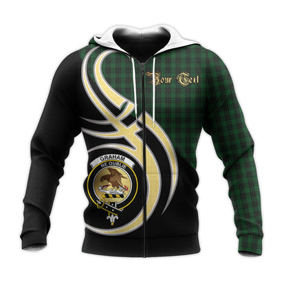 Printivon Graham Clan Believe In Me Crest Tartan Knitted Hoodie Custom Your Text