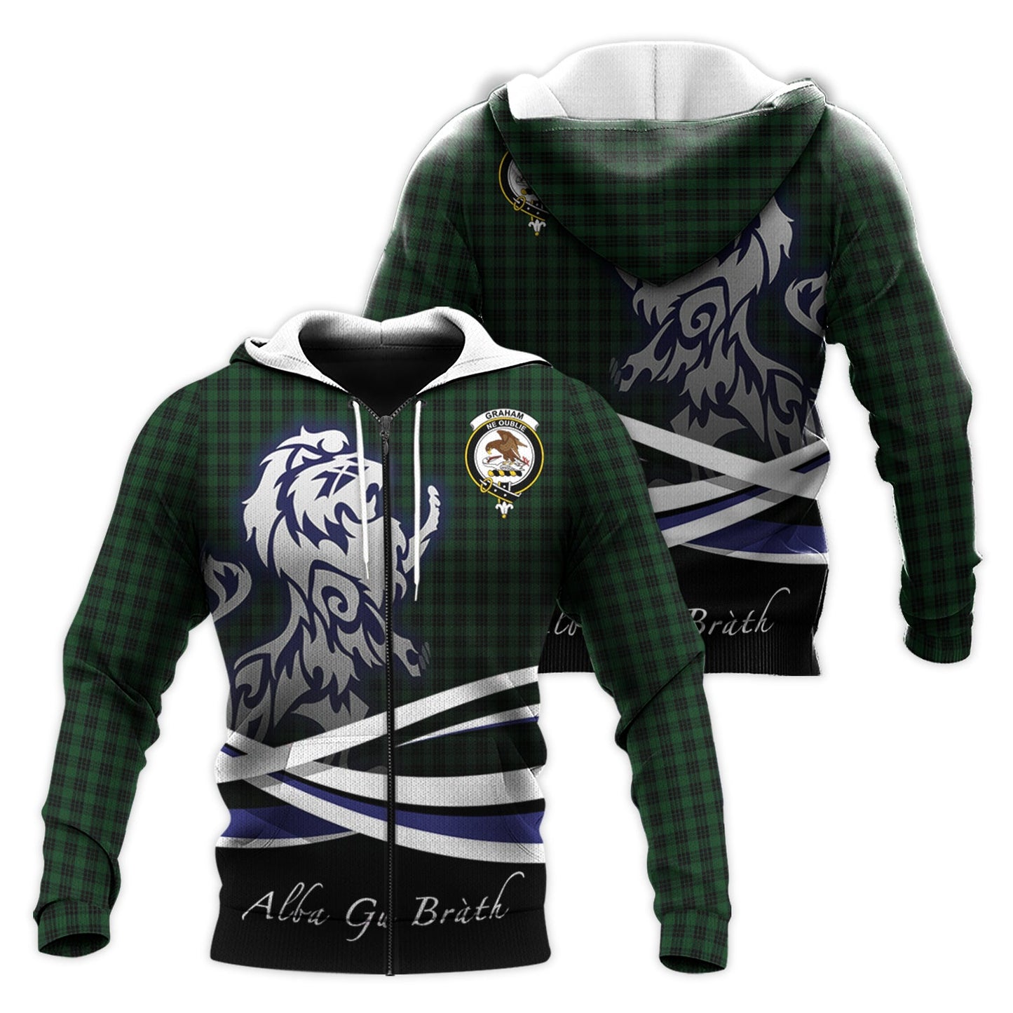 Printivon Graham Tartan Scottish Lion Hoodie