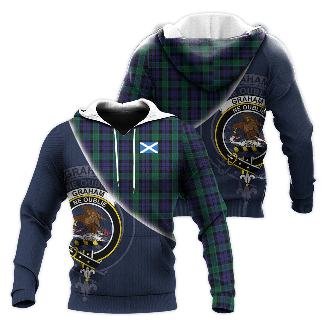 Printivon Graham Of Menteith Tartan Scottish Crest Hoodie