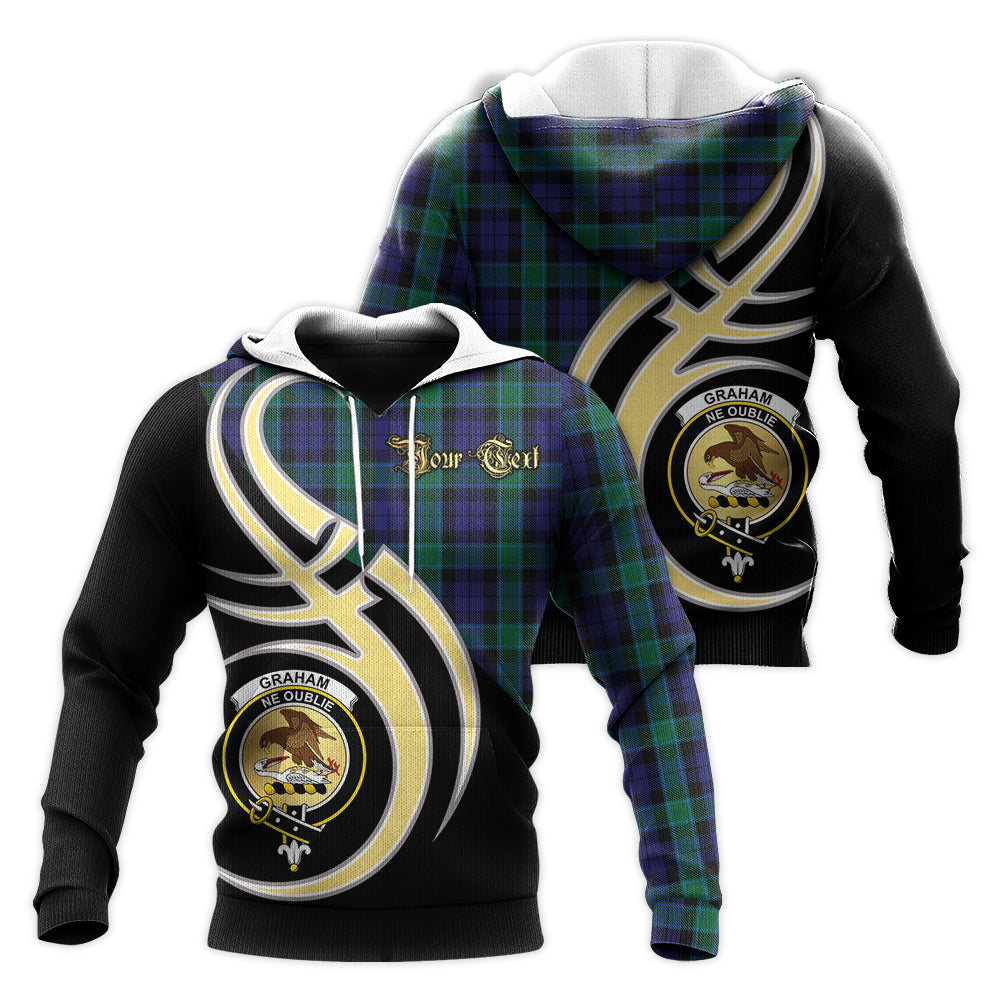 Printivon Graham Of Menteith Clan Believe In Me Crest Tartan Knitted Hoodie Custom Your Text