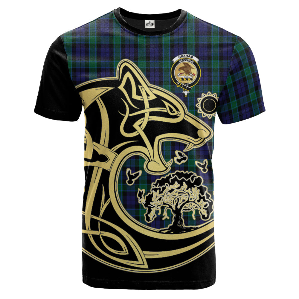 Printivon Graham of Menteith Crest Celtic Wolf Tartan T Shirt Custom Your Text