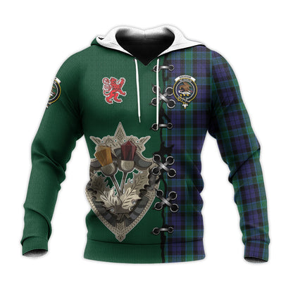Printivon Graham Of Menteith Tartan Hoodie Lion Rampant And Celtic Thistle Style