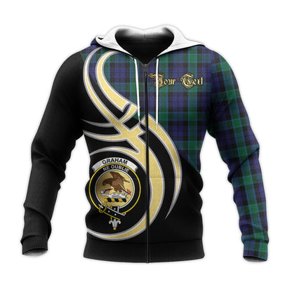 Printivon Graham Of Menteith Clan Believe In Me Crest Tartan Knitted Hoodie Custom Your Text
