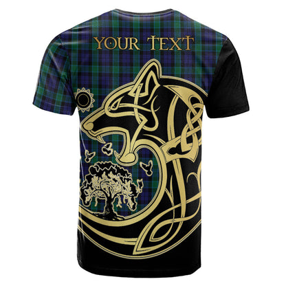 Printivon Graham of Menteith Crest Celtic Wolf Tartan T Shirt Custom Your Text