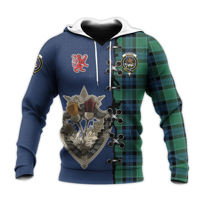 Printivon Graham Of Menteith Ancient Tartan Hoodie Lion Rampant And Celtic Thistle Style