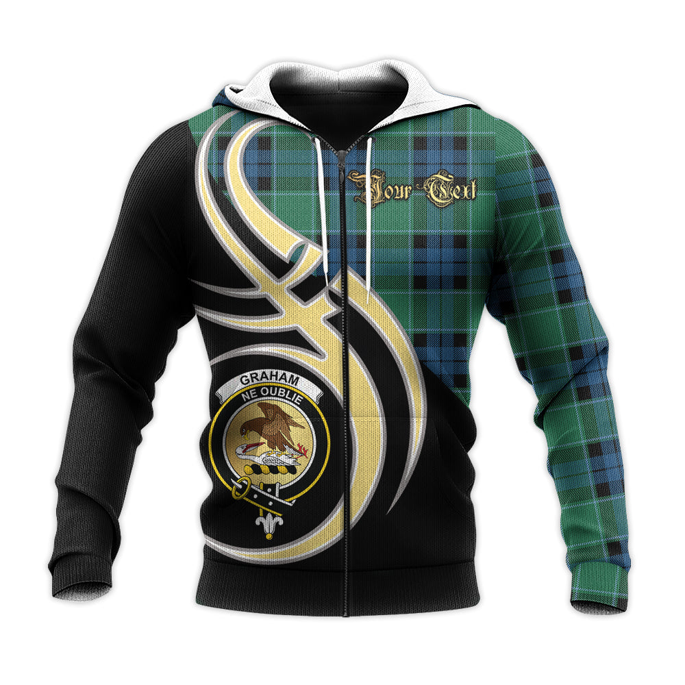 Printivon Graham Of Menteith Ancient Clan Believe In Me Crest Tartan Knitted Hoodie Custom Your Text